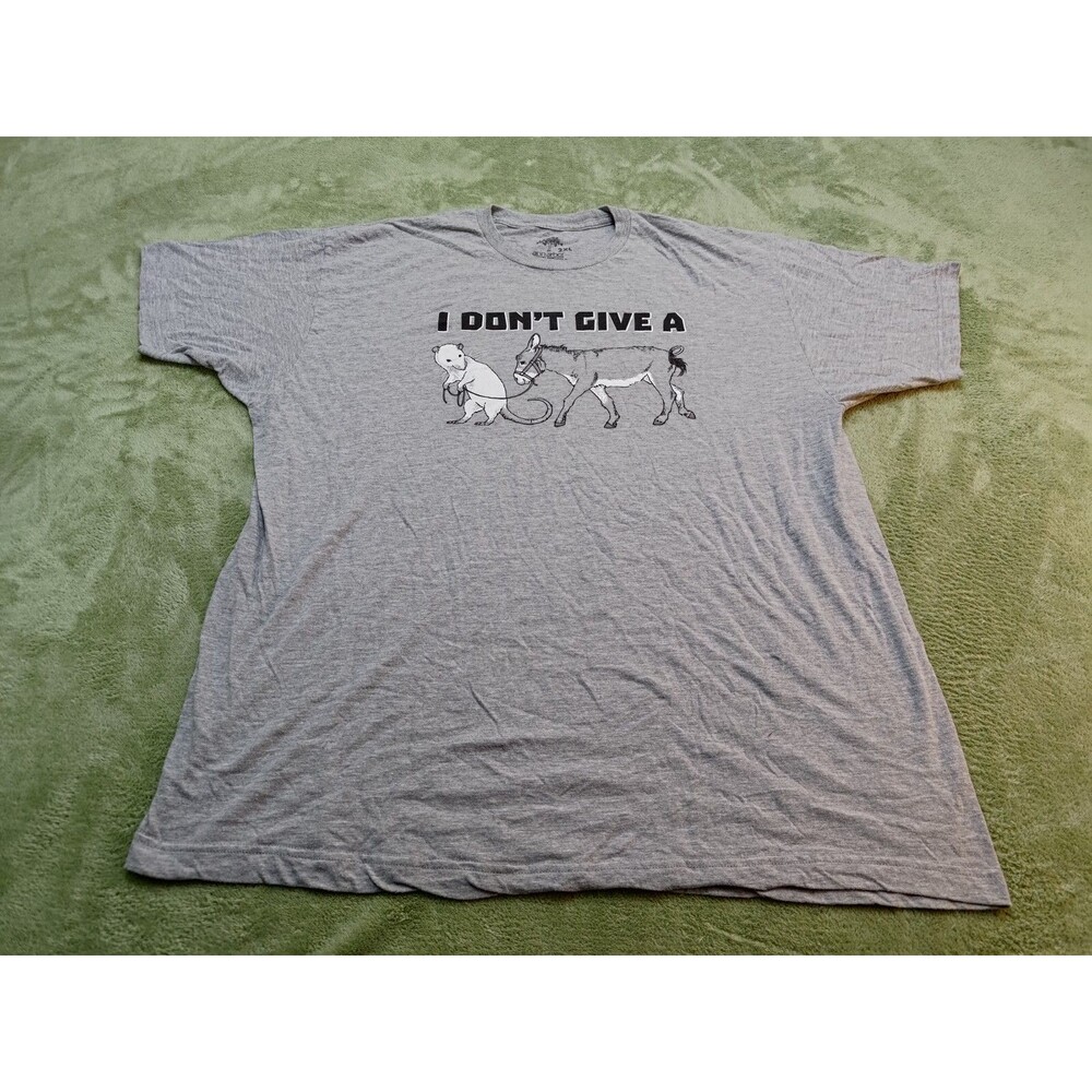 Ann Arbor Shirts Men's 2XL Gray Novelty Graphic Tee I Don't Give A Rat's Ass Hum